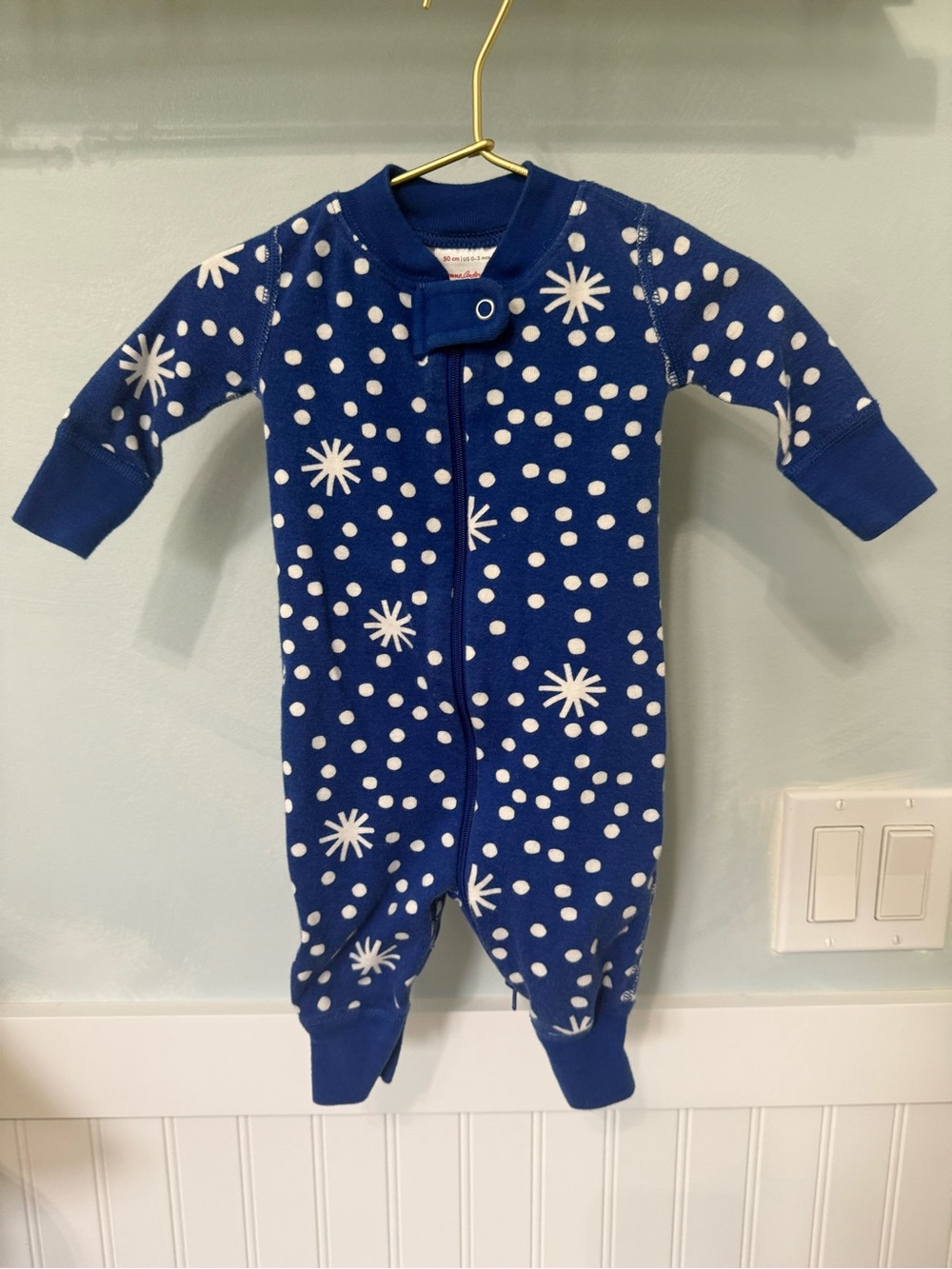 Hanna Andersson Navy Blue Starburst Polka-Dot One-Piece